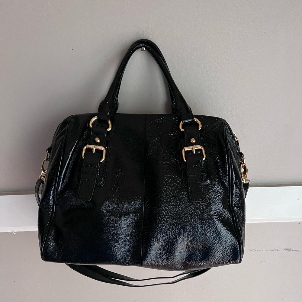 Lodis Shiny Black Satchel